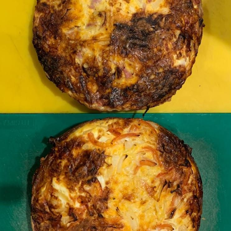 Two whole quiches, fresh from the oven